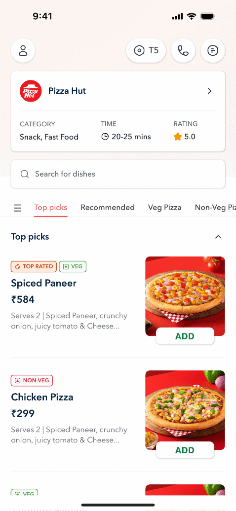 Waitr ordering app menu